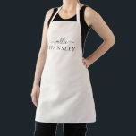 Ivory Cream Neutral Modern Elegant Script Apron<br><div class="desc">A modern and simple,  custom apron. A beautiful modern script,  paired with a block typography font,  on an elegant and neutral background. Easy to customize the name and back ground colour!</div>