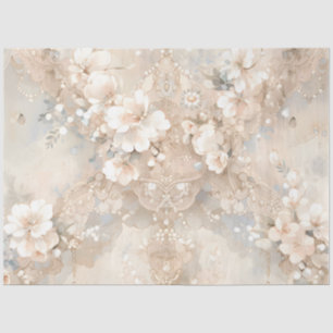 Ivory Creamy Floral Wedding Shower Tissue Paper
