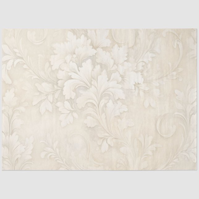 Ivory Creamy Floral Wedding Shower Tissue Paper (Front)