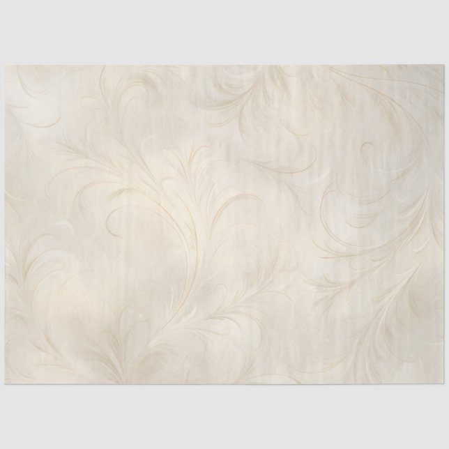 Ivory Creamy Floral Wedding Shower Tissue Paper (Front)