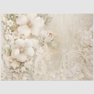 Ivory Creamy Floral Wedding Shower Tissue Paper