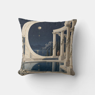 Ivory Crescent Colonnade Night Garden Throw Pillow