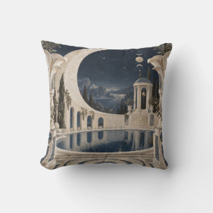 Ivory Crescent Ornate Column Pool Garden Throw Pillow