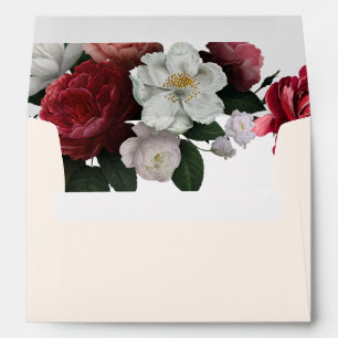 Ivory crimson red maroon roses Fall Wedding  Envelope