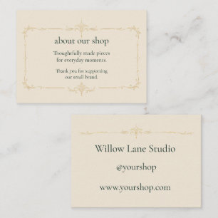 Ivory Custom Brand Information Insert Card