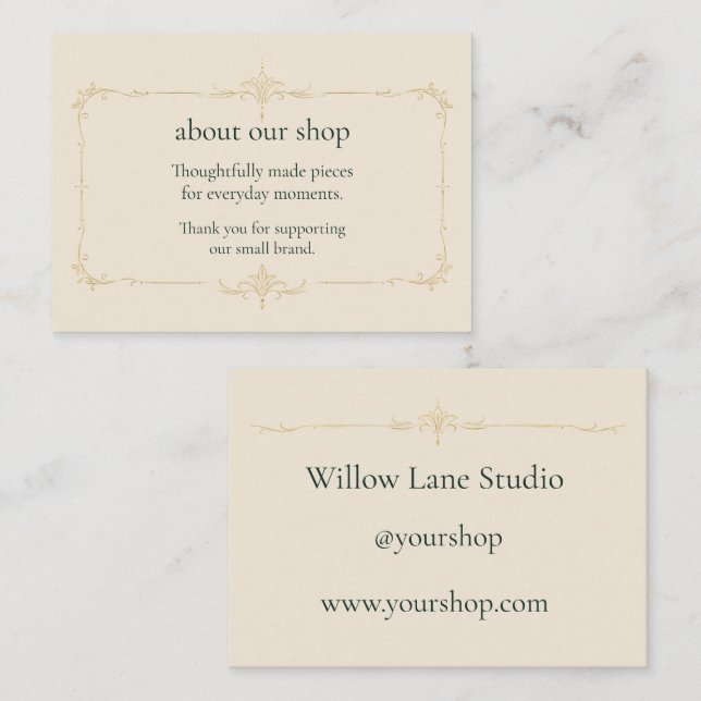 Ivory Custom Brand Information Insert Card (Front/Back)