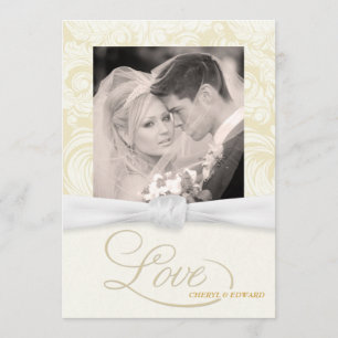 Ivory Damask - Elegant Photo Wedding Invitations