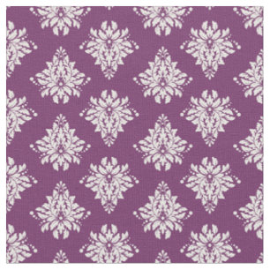 Ivory Damask on Dark Purple Fabric