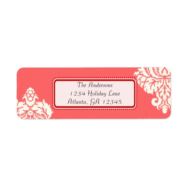 Ivory Damask On Pink with Red (Front)
