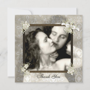 Ivory Damask Overlay Photo Card