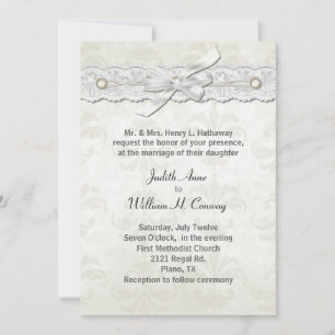 Ivory Damask Wedding Invitation