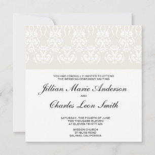 Ivory Damask Wedding Invitations