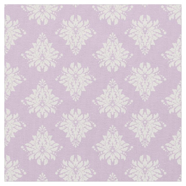 Ivory Damasks on Light Purple Fabric (Close Up)
