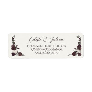 Ivory Dark Floral Skull Wedding Return Address