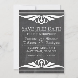 Ivory Deco Chalkboard Save the Date Invite