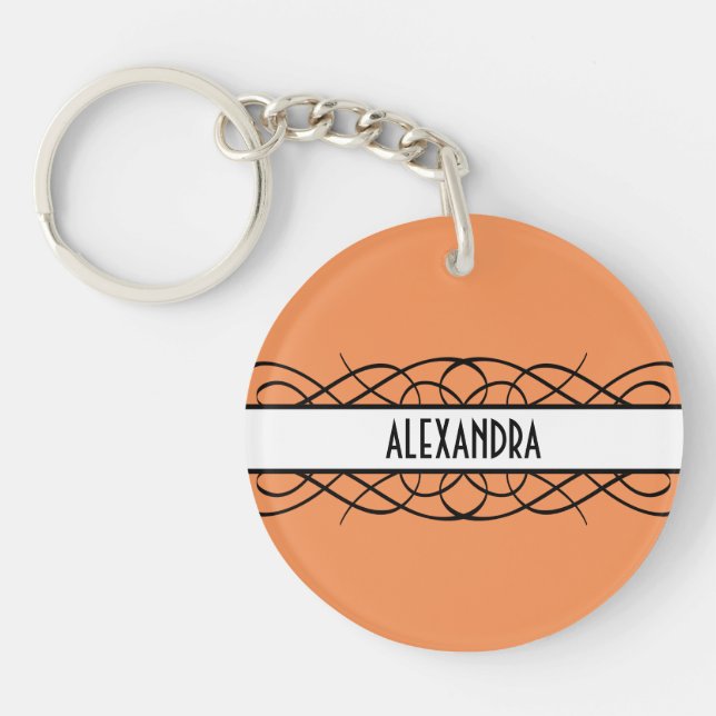 Ivory Deco Flourish Acrylic Keychain (Front)