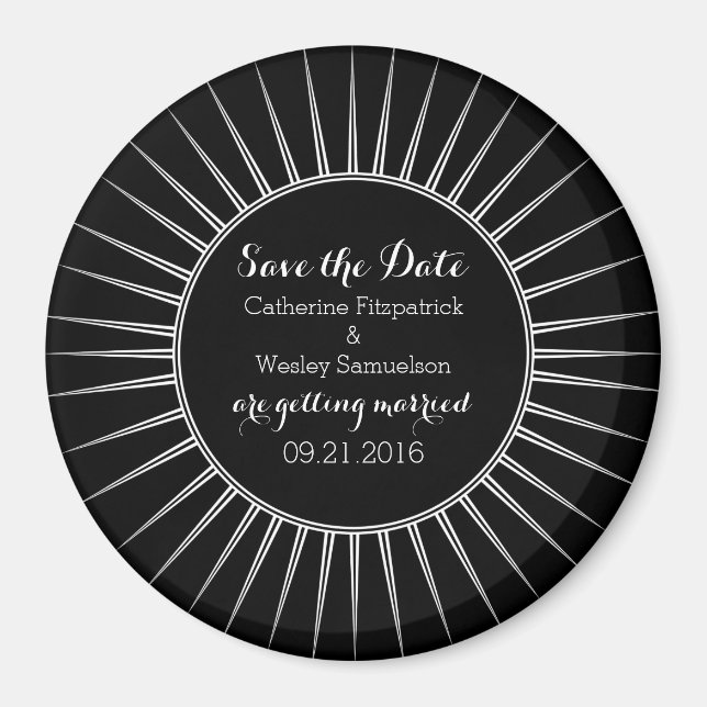 Ivory Deco Retro Save the Date Magnet (Front)