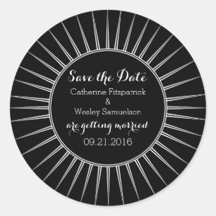 Ivory Deco Retro Save the Date Stickers
