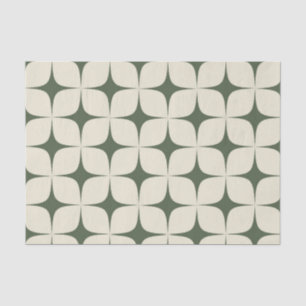 Ivory Deep Green Mid Century Modern Boho Geometric Tissue Paper