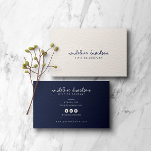 Ivory Denim Blue   Modern Minimal Business Card