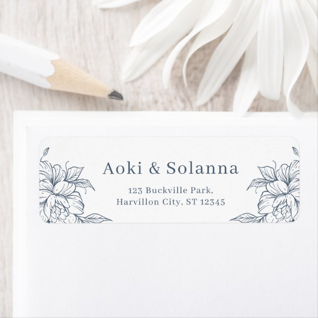 Ivory Denim Blue Style in Wedding Return Address  (Insitu)