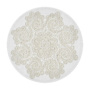 Ivory Doily Glass cutting Board