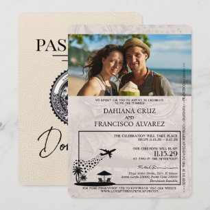 Ivory Dominican Republic Passport Wedding Invitation