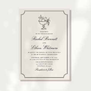 Ivory Double Frame Fruit Bowl Wedding Invitation