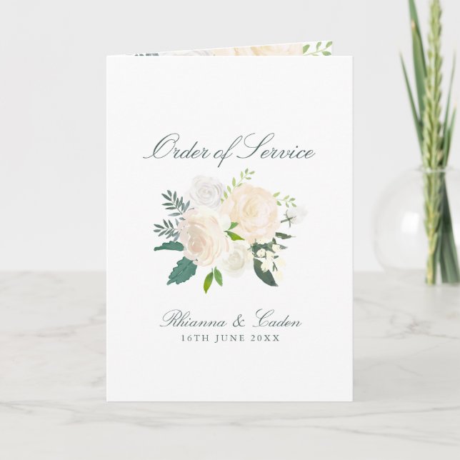 Ivory Dreams Wedding Folded Booklet Program (Front)
