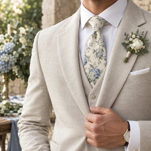 Ivory Dusty Blue Hydrangea Garden Tie
