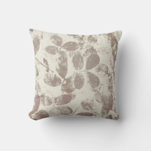 Ivory Earth Tone Leaf Pattern Throw Pillow