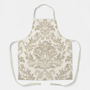 Ivory Elegance Baroque Damask Classic Antique Apron