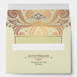 Ivory Elegant Artdeco Diamond Rose Gold Wedding Envelope