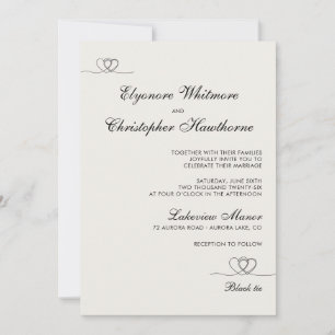 Ivory Elegant Chic Calligraphy Wedding Invitation