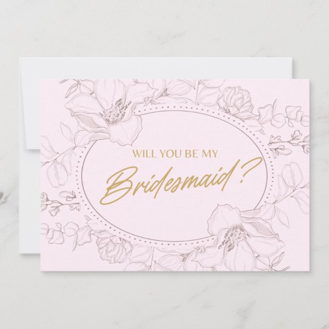 Ivory Elegant Floral Will You Be My Bridesmaid Invitation (Front)