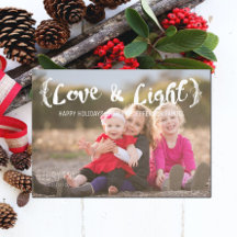 Ivory Elegant Sketched Love & Light Holiday Photo