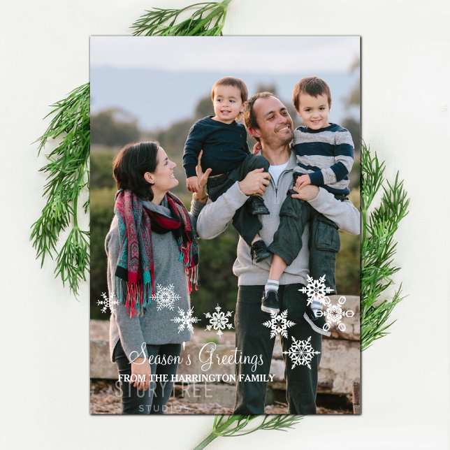 Ivory Elegant Snowflakes Holiday Photo Card (Ivory Elegant Snowflakes Holiday Photo Card)