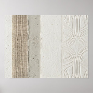 Ivory Embossed Textile and Paper Panel Poster