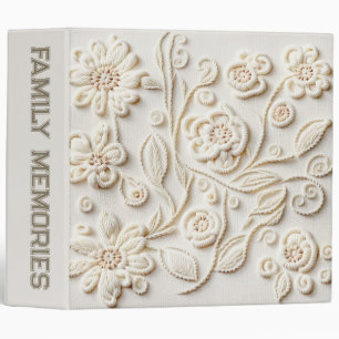 Ivory Embroidered Floral Design Binder