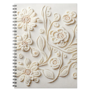 Ivory Embroidered Floral Design Notebook