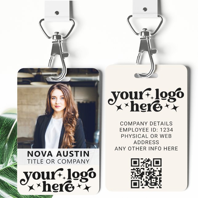 Ivory Employee Photo ID With QR Code Business Logo Badge (Creator Uploaded)