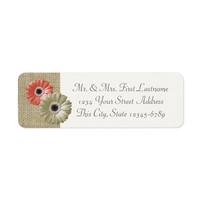 Ivory et Coral Gerbera Daisy et Burlap (Devant)