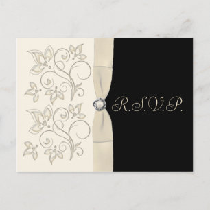 Ivory et noir avec Pearl Love Knot Carte postale R
