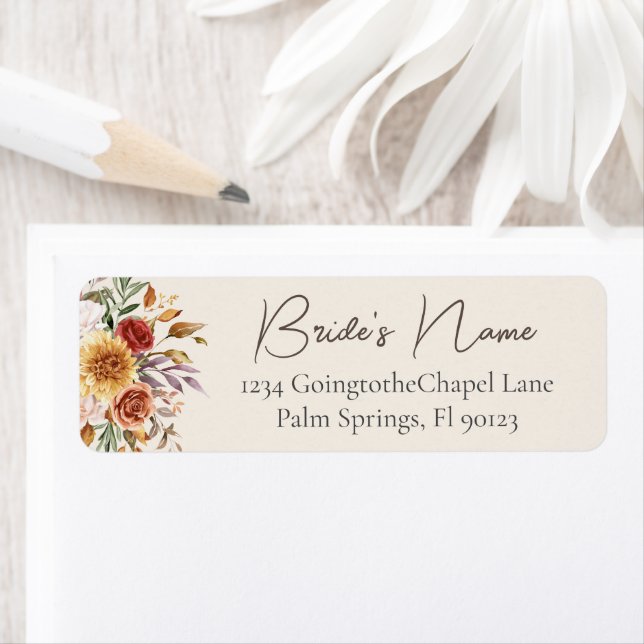 Ivory Fall Floral Bridal Shower Return Address (Insitu)