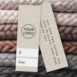 Ivory faux linen look price hang tag