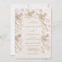 Ivory Faux Relief Roses Frame Wedding 