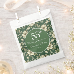 Ivory Floral and Emerald Wedding Anniversary Favou Favour Bag
