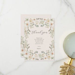 Ivory Floral Baby Shower Thank You Card