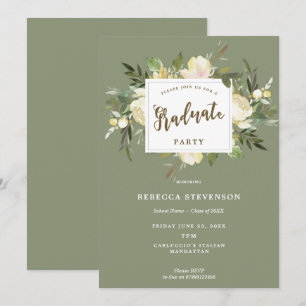 ivory floral boho graduation party invitation