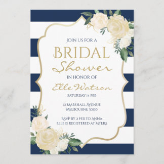 Ivory Floral Bridal Shower Invitation, Wedding Invitation